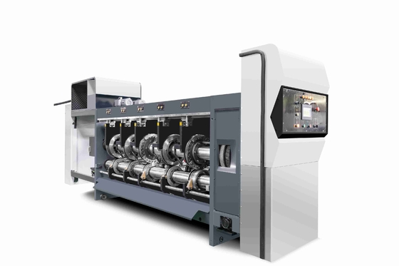 380V/50HZ/3PH Druckfreies Wellkarton G6-1224 Zuführungsstruktur Blei Rand Vakuumübertragung 4 Farbdrucker + Slotter + Druckschneider + Vibrator + Stapler